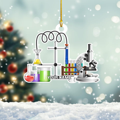Pretyprints Personalized Chemistry Glass Shape Flat Ornament, Biological Science Christmas Ornament, Chemistry Ornament Scientist Ornament for Chemistry Lover (Style 23)