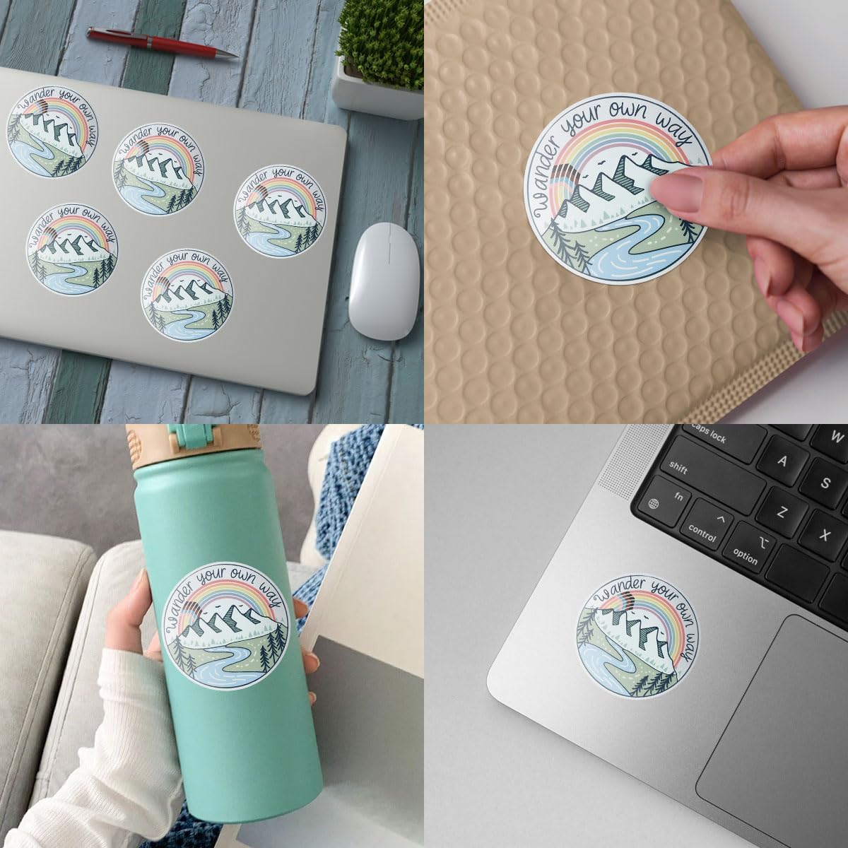 (3 Pcs) Wander Your Own Way Sticker LGBTQ Stickers Rainbow LGBT Mountain Sticker LGBTQ+ Pride Stickers for Laptop Water Bottle Tumbler Phone Case Hat Helmet Gifts 3"x3"