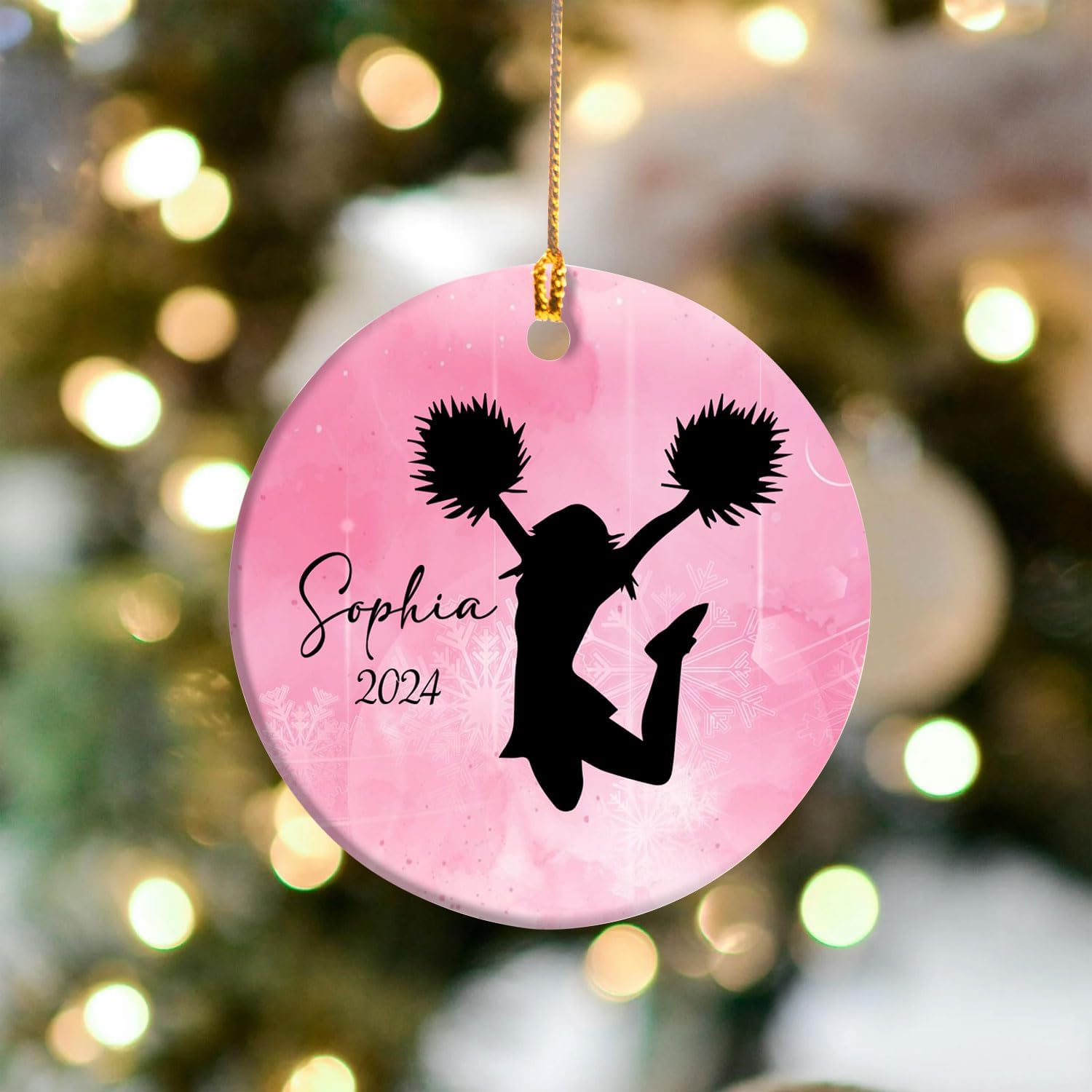 MAPrints Personalized Cheerleader Christmas Ornament 2024, Cheerleading Stuff Ornament, Cheer Captain Ornament, Cheer Girl Dancer Cheerleading with Real Red Pompom Ornament for Xmas Tree (Cheer 1)