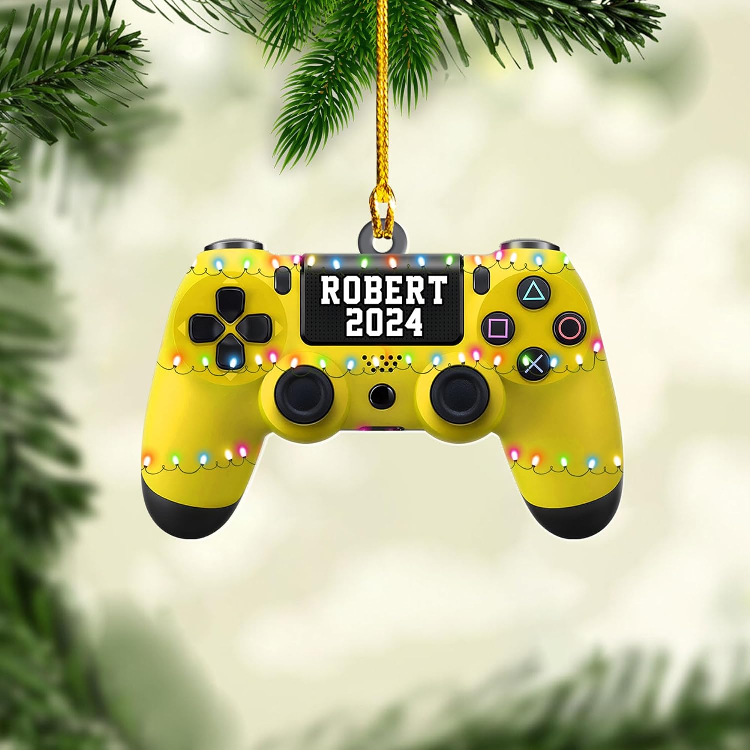 Artparel Personalized Gamer Ornament Custom Name Game Controller Ornament Shape Flat Computer Ornament for Gamer Gaming Ornament Gamer Christmas Ornament (GC2)