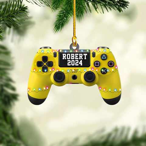 Artparel Personalized Gamer Ornament Custom Name Game Controller Ornament Shape Flat Computer Ornament for Gamer Gaming Ornament Gamer Christmas Ornament (GC2)