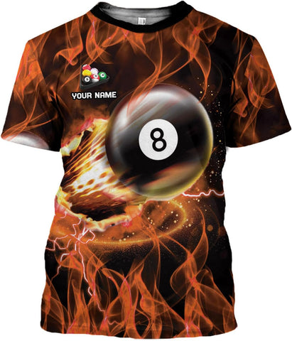 Custom 3D Billiard Shirt for Men Women Personalized Pool Player Team Apparel with 8 Ball Flag Design Gift to Billiard Lovers