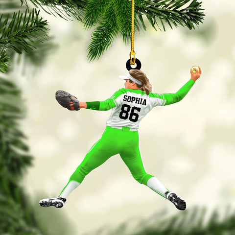Parvii Personalized Softball Ornament Custom Softball Ornaments for Girl Coach Softball, Softball Gloves Ornament, Softball Ornament Softball Lover Softball Players Ornament (SB 8)
