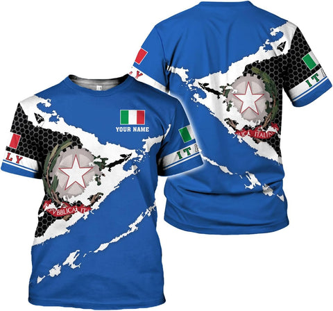 Ligthuy Personalized Name Italy Shirt 3D, Custom Italian Shirt Flag for Men and Women, Italia Shirt Soccer Unisex Size