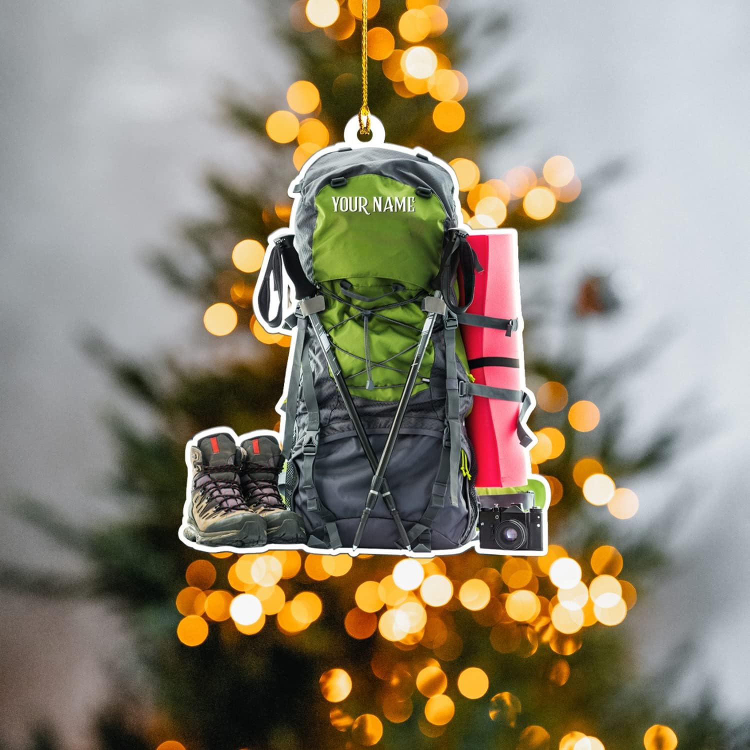 Artparel Personalized Hiking Bag Ornaments Hiking Bag Christmas Ornament Hiking Lover Christmas Camping Christmas Camping Gift Camping Hiking Camping Flat Ornaments