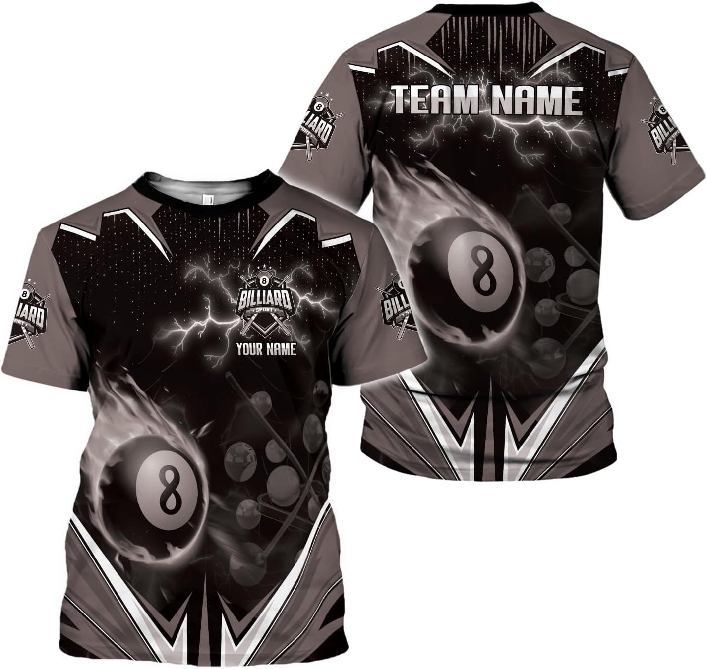 AOVL Personalized Billiard Shirts 3D Billiard Shirt Custom Billiard Flag Shirt Men's Pool Billiards Shirt 8 Ball Men Women