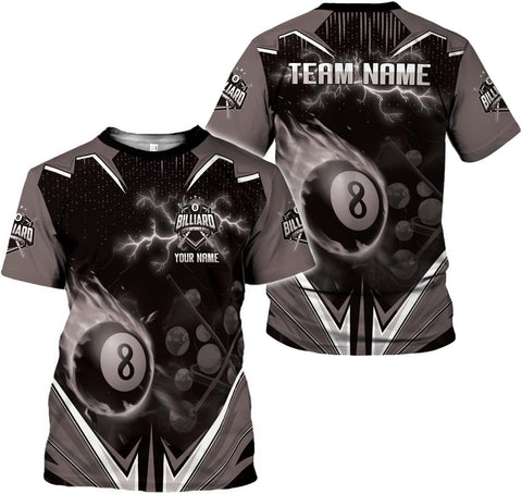 AOVL Personalized Billiard Shirts 3D Billiard Shirt Custom Billiard Flag Shirt Men's Pool Billiards Shirt 8 Ball Men Women