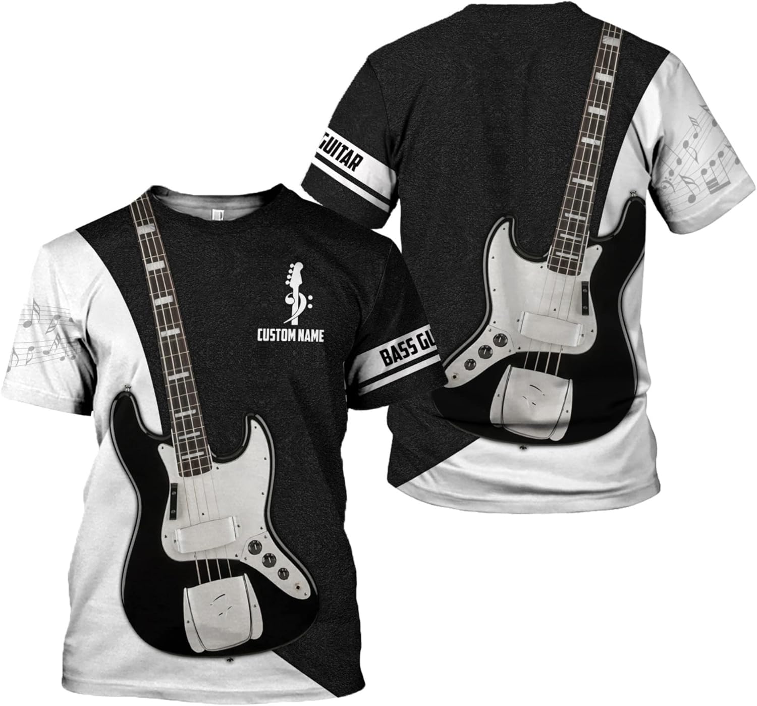 Personalized Bass Guitar 3D Shirt Men Women, Custom Name 3D Drum Shirts Gift for Bass Guitar, Bass Guitar Player Shirts