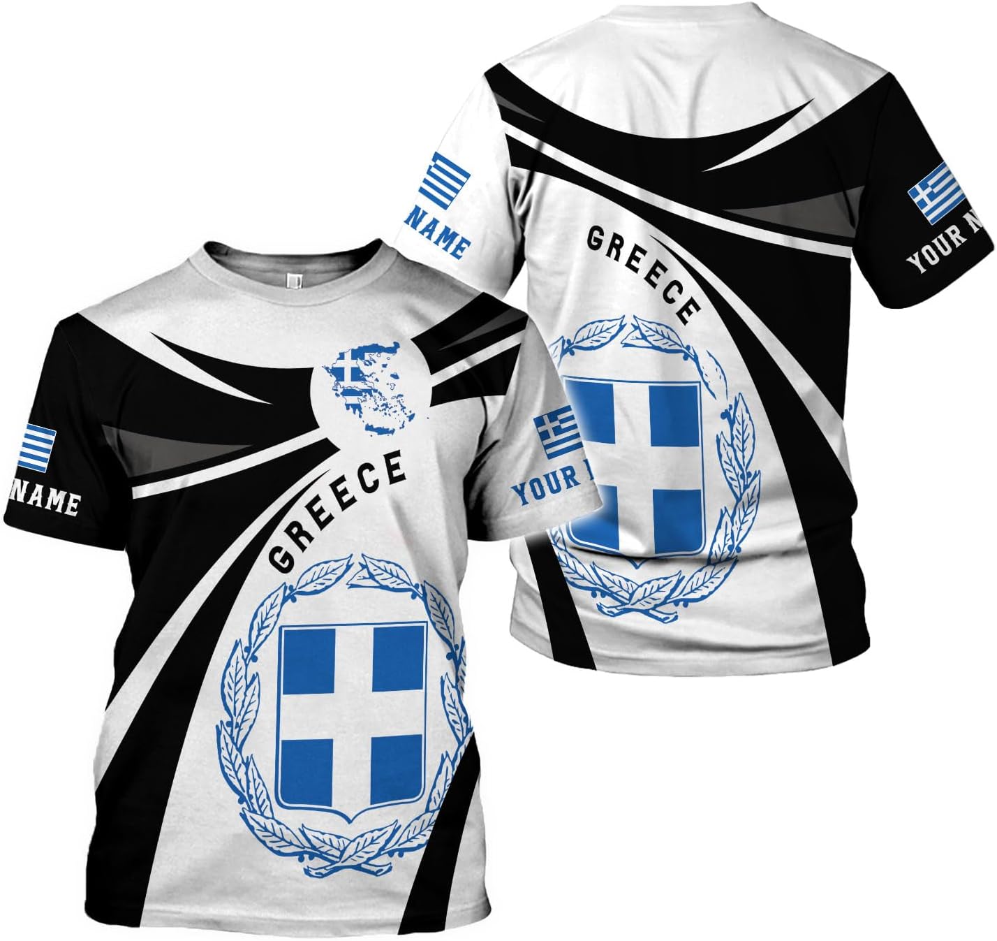 Suseaz Personalized Greece Hoodie Greek Coat of Arms Flag Grecian 3D Sweatshirt Greece Zip Hoodie Grecian Pride Gift Shirt