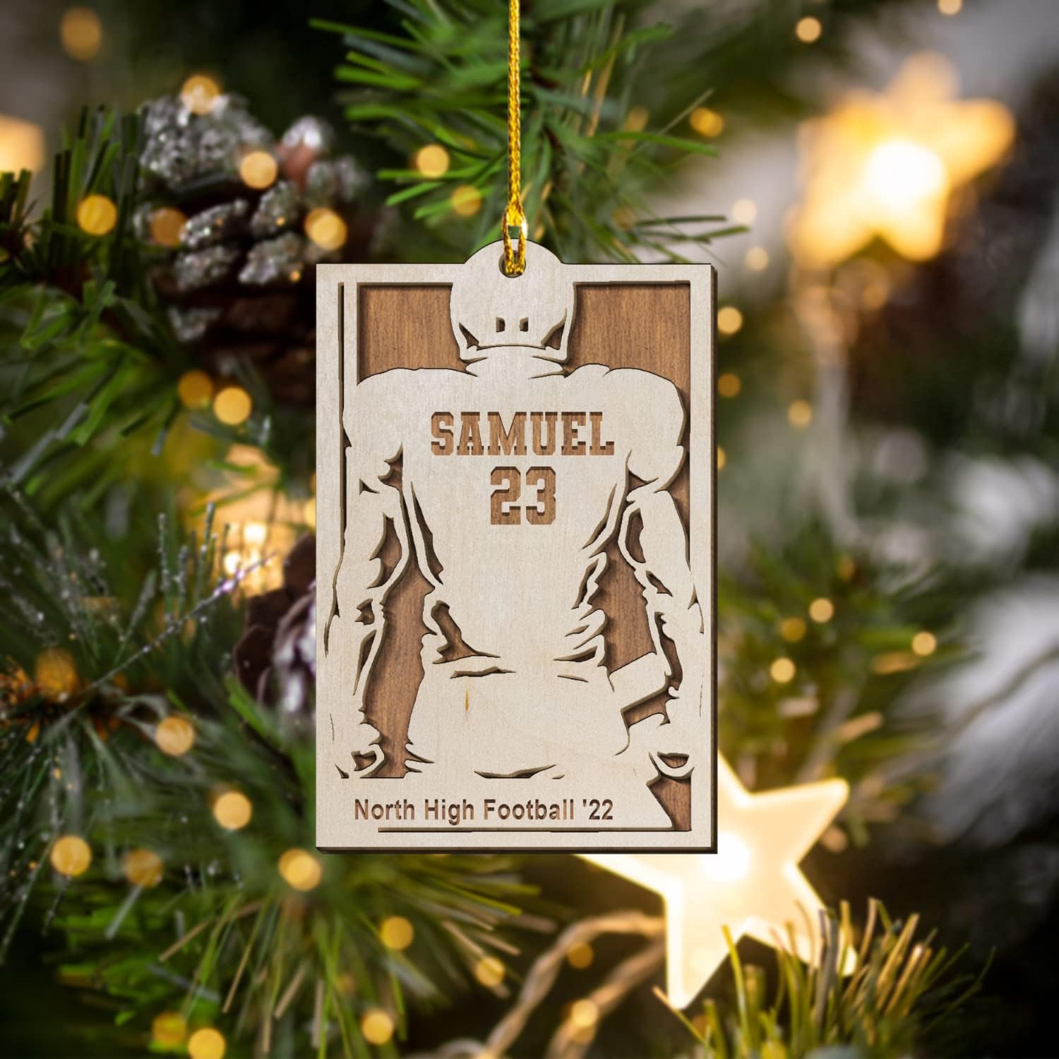 Artparel Personalized Football Ornament Customized Football Christmas Ornaments Football Ornament Christmas Hanging Décor Gift for Football Fans Football Gifts Gift for Football Player (FB)