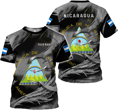 Rivelus Personalized Nicaragua Shirt 3D, Nicaragua Flag Shirts, Nicaraguan Camisas T-Shirt, Unisex Shirts for Men Women