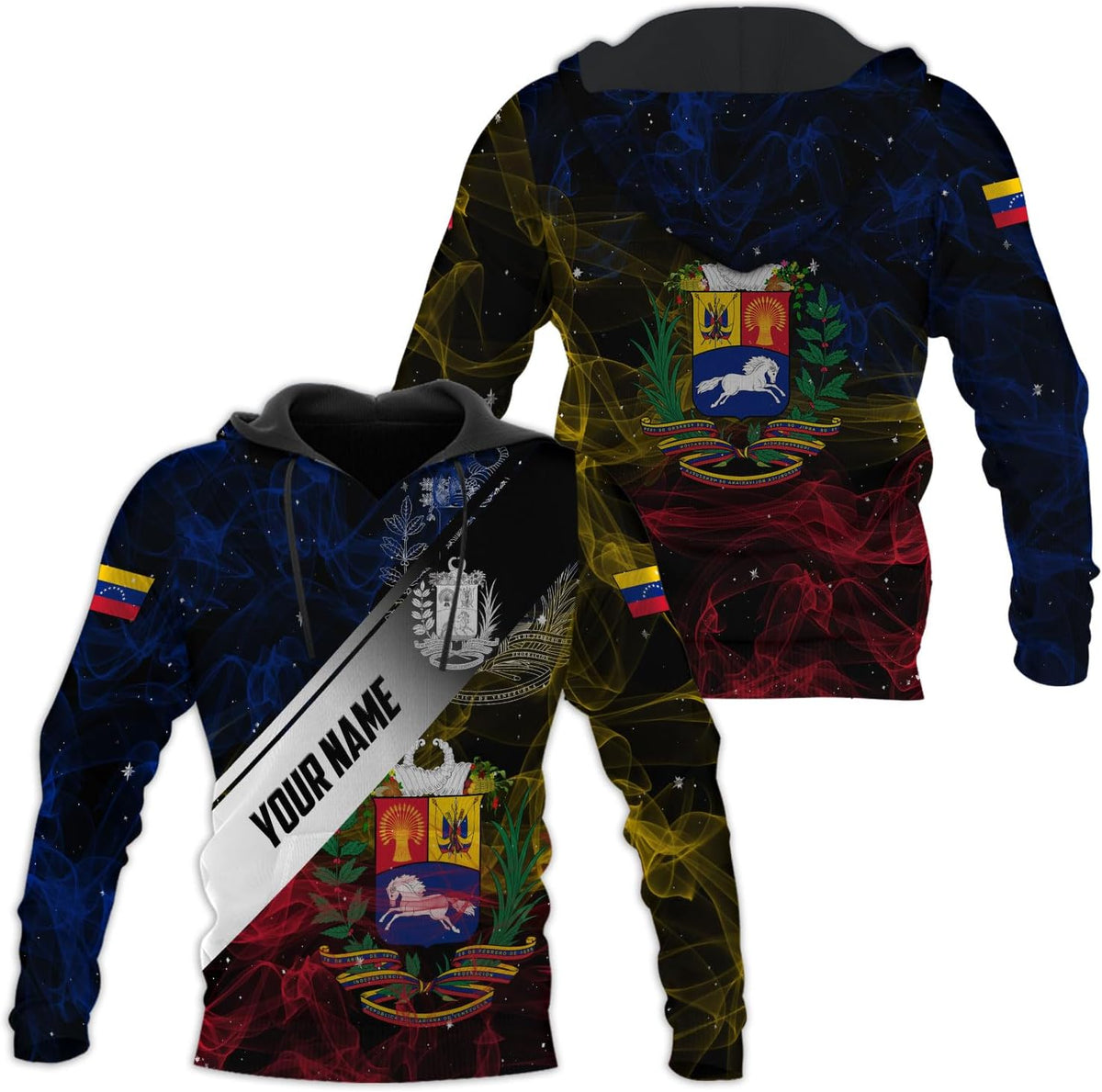 Custom Men's Venezuela Flag & Coat of Arms Hoodie