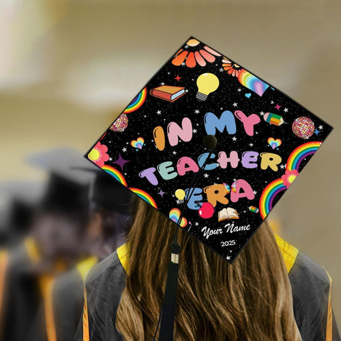 Pretyprints Personalized Teacher Graduation Cap Topper Teacher Gift Class Of 2025 Graduation Cap Decoration Topper