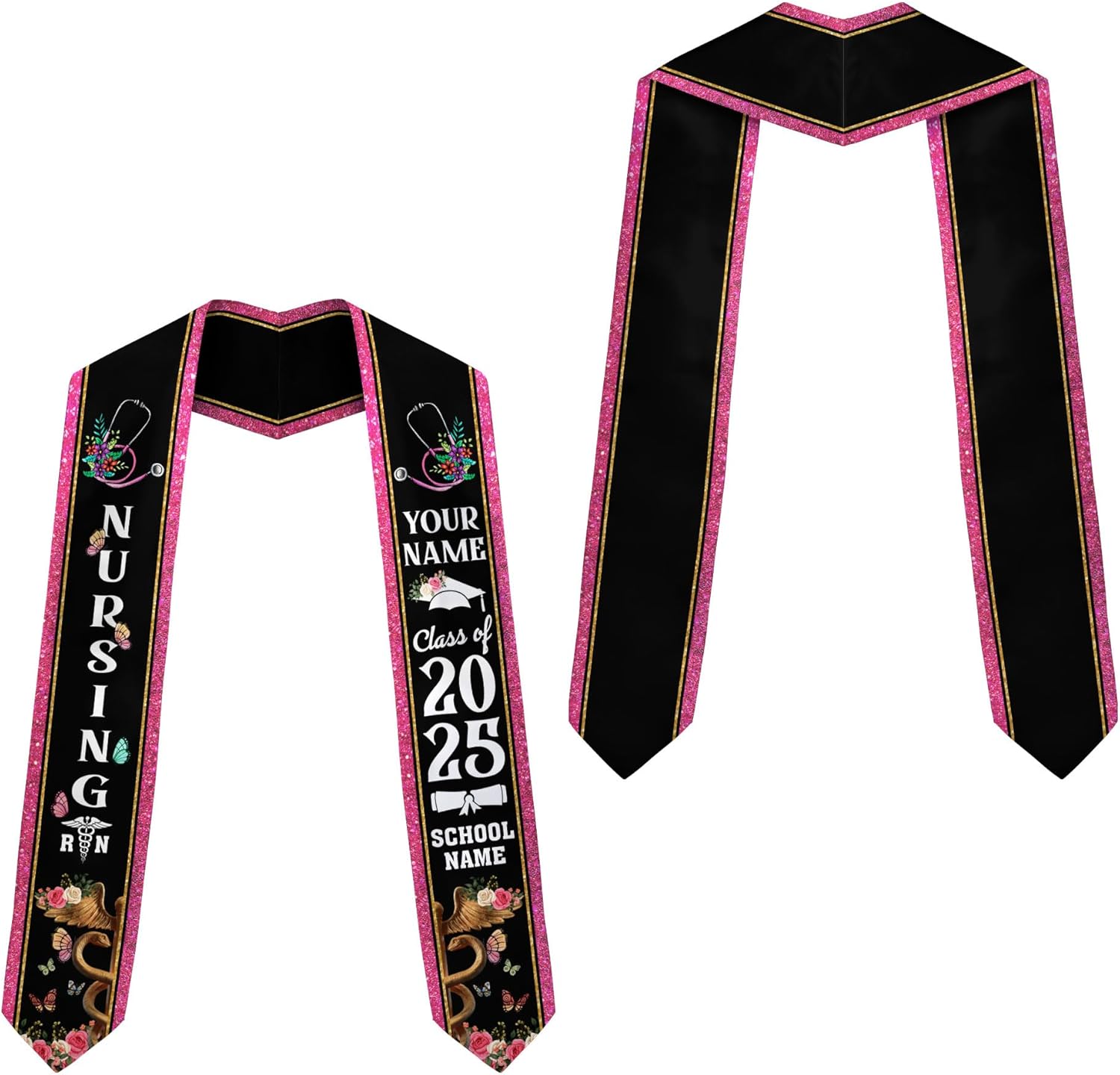 Pretyprints Custom Nurse Sash Graduation, RN Graduation Stole Gifts for Friends Nursing Student Senior Class Of 2025