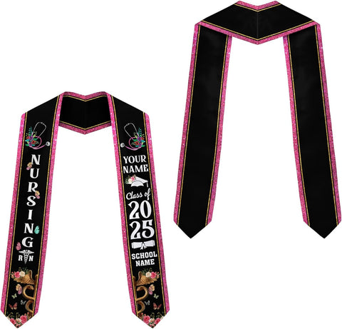 Pretyprints Custom Nurse Sash Graduation, RN Graduation Stole Gifts for Friends Nursing Student Senior Class Of 2025