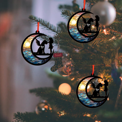 MAPrints Personalized Dog Ornament, Custom Dog Suncatcher Wood Memorial Ornament, Dog First Christmas Ornament 2024, Pet Wood Ornaments, Dog Memorial Gifts for Dog Lovers (Dog 8)