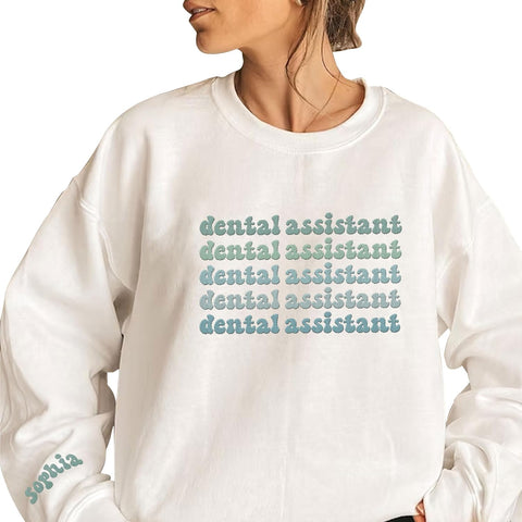 Leeprints Personalized Embroidered Sweater, Dental Assistant & Hygienist Gift, Nurse Hoodie