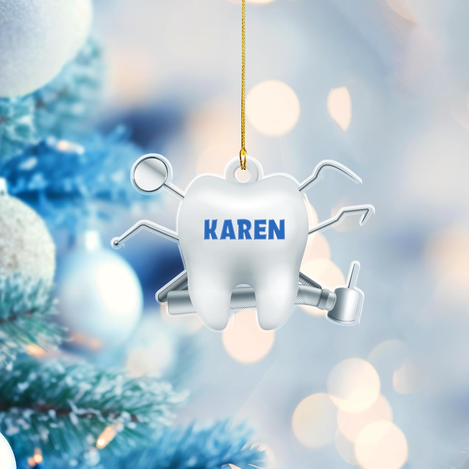 Personalized Dentist Christmas Ornament, Santa's Favorite Dentist Ornament, Doctor or Dental Hygienist Assistant Keepsake Gift, Teeth Ornament (Acrylic, Style 10)