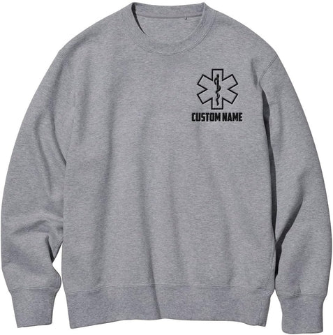 Personalized EMT EMS Paramedic Thin White Line Embroidered Sweatshirt, EMT Student, EMT Future, Medical Worker (Cotton, SS137), Small-5X-Large