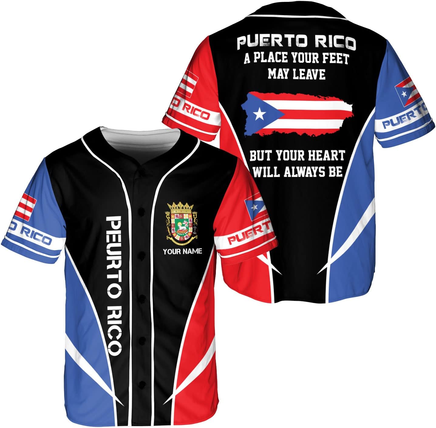 Mostprints Personalized Puerto Rico Baseball Shirt, Customized Team Name Puerto Rican Baseball Jersey for Men and Women S-5XL