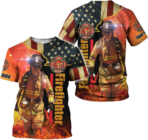 Mostprints Personalized Name Firefighter Shirt 3D, Custom Name Firefighter Shirts Men, Gift Firefighter Shirts for Women1