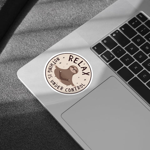 3 Pcs Relax Nothing is Under Control Sticker Chilling Sloth Yoga Stickers, Funny Sarcastic Adults Decal Inspirational Quote - Vinyl Sticker 3 Inches for Water Bottles Laptop Phone Car Helmet Hard Hat