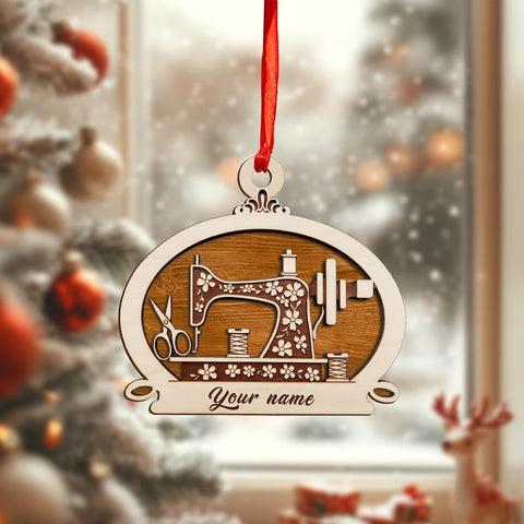 Personalized Sewing Machine Christmas Ornament 2024, Sewing Acrylic 2D Ornament, Sewing Flower Machine Shaped Ornament, Sew & Stitch Sewing Machine Christmas Ornament (NSew 3)