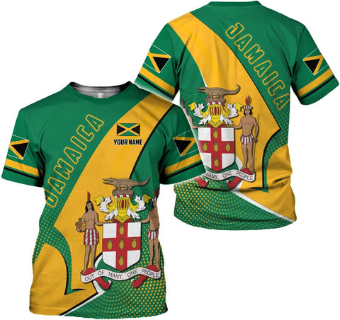 Ligthuy Personalized Jamaica Shirt 3D, Custom Jamaica Flag Lion Shirt for Men and Women, Jamaican Pride T-Shirt Unisex