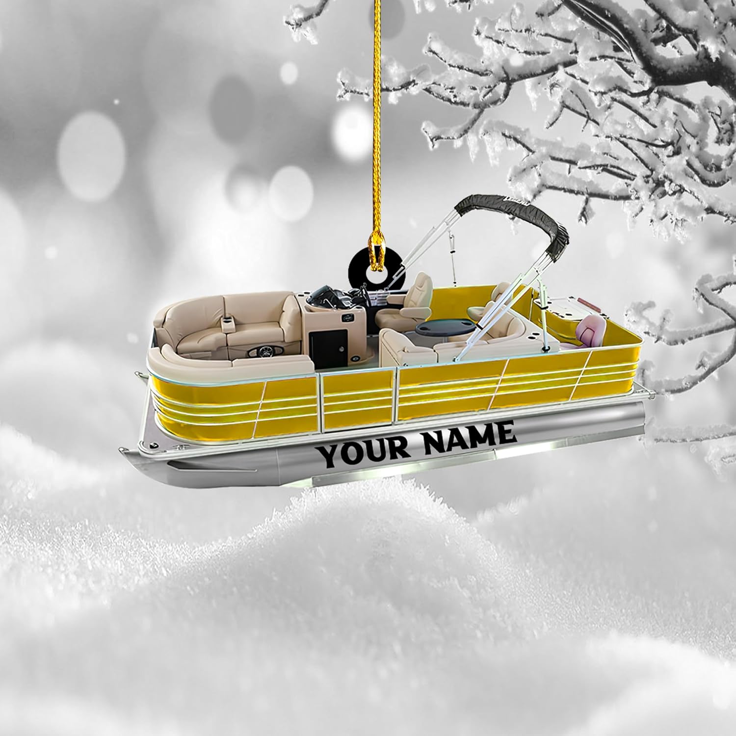 Parvii Personalized Pontoon Boat Ornament, Custom Pontoon Christmas Ornament, Pontoon Boat Christmas Ornament, Pontoon Boat, Christmas Tree Ornament, Custom Pontoon Hanging Ornament (PT 2)