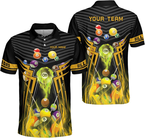 Custom Billiard Polo Shirts for Men Women Personalized Name Team 8 Ball Shirt Billiards Apparel Pool 3D Tshirts Gifts Players