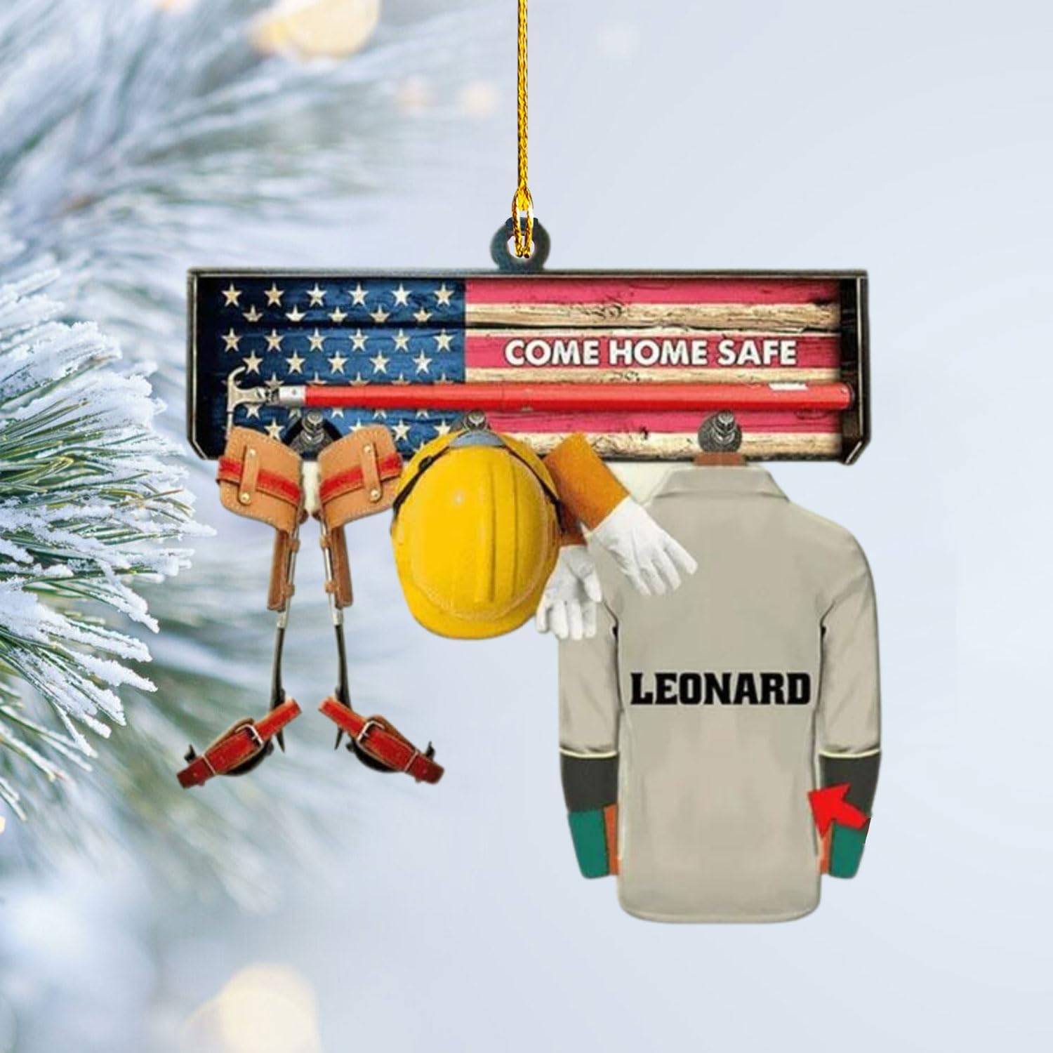 mostprints Personalized Lineman Ornament Custom Lineman Ornaments Line Man Christmas Ornaments Gifts for Lineman Ornament Lineman Christmas Hanging Ornament Lineman Gift (Style 9)