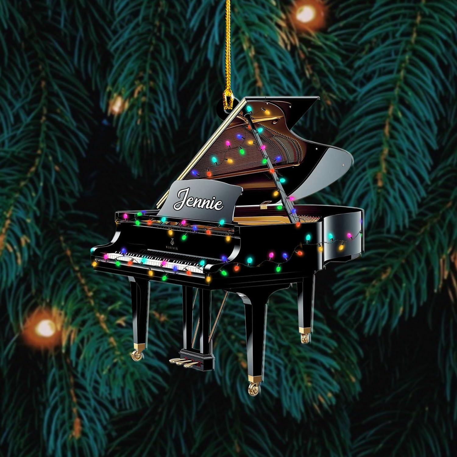 Podagree Personalized Piano Ornament, Custom Piano Ornament Piano Christmas Ornament 2023, Music Instrument Player Keyboard Ornament Decor, Gift for Piano Lover, Music Lovers (PAN5)
