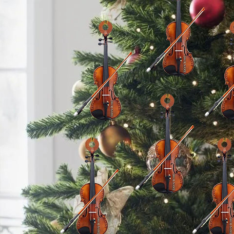 MoonArt Personalized Musical Instruments Ornament, Violin Ornament Custom Names Wood Violin Ornaments for Christmas Tree Hanging Ornament Pine Tree Decorations for Kid Couple Friends Family (VOL1)