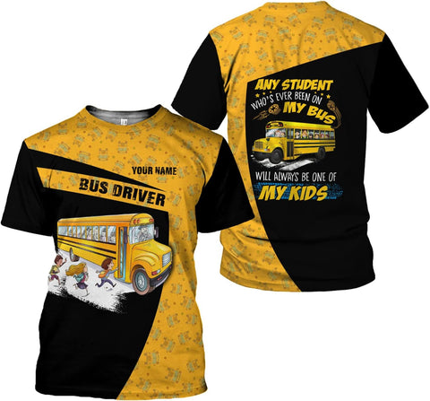 Personalized School Bus Driver Shirt Custom School Bus Driver Shirts Yellow Bus Driver 3D T Shirts Tshirt for Men and Women (Style 6), Large-5X-Large