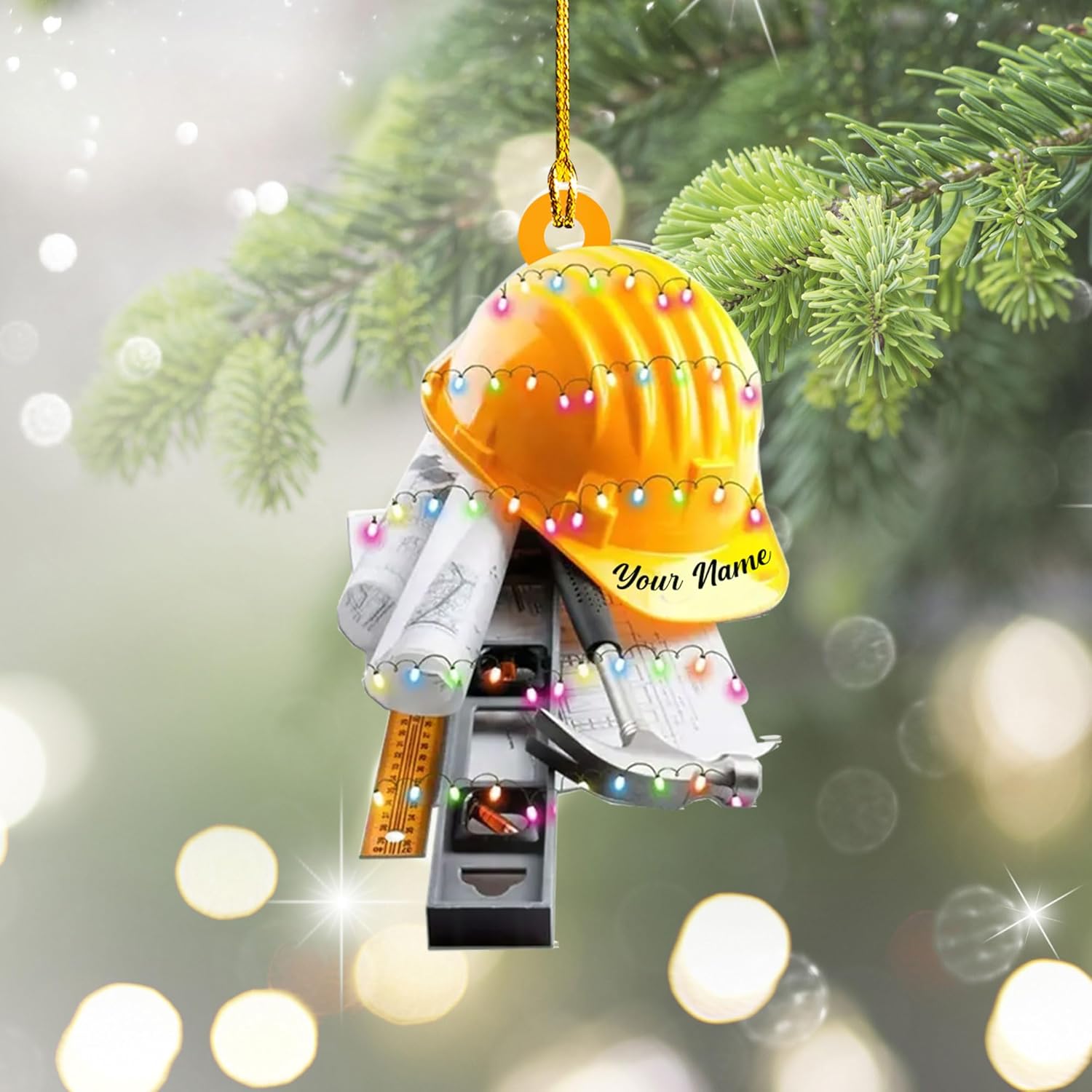 Personalized Construction Ornaments for Christmas Tree 2024, Construction Tree Ornaments Construction Ornament, Construction Tool Box Hard Hat Heavy Equipment Xmas Gift for Blue Collar Workers (W6)