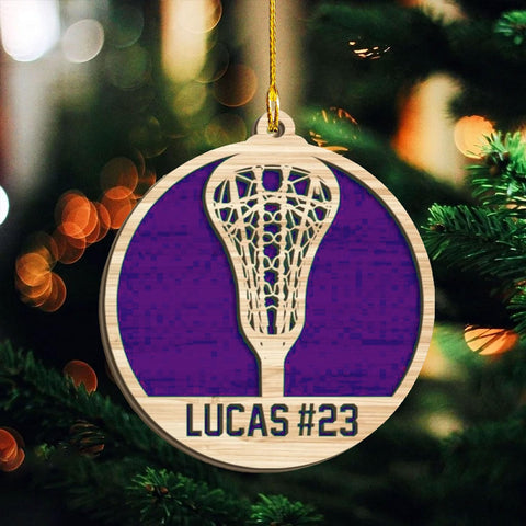 HomeDesign Personalized Lacrosse Ornament, Lacrosse Amor Shape Flat Ornament, Lacrosse Helmet Ornaments, Gifts for Lacrosse Lovers, Lacrosse Players, Lacrosse Christmas Ornament (LA 17)