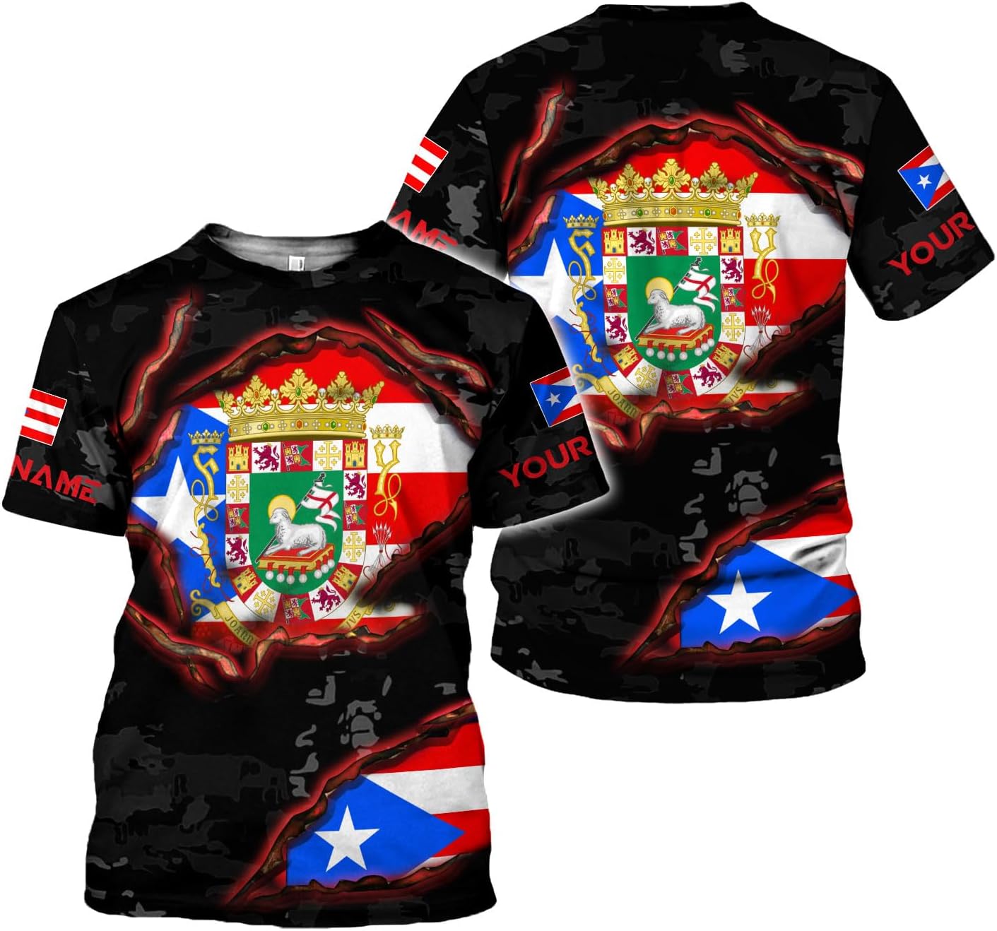 Mostprints Personalized Name Puerto Rico Shirt, Customized Puerto Rico Shirts for Men and Women, Puerto Rico Flag T-Shirt3