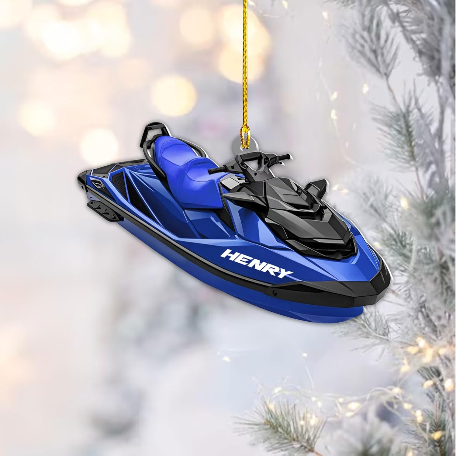 AOVL Custom Jet Ski Ornaments 2024 Jet Boat Ski Christmas Ornament Skiing Jet Boat Christmas Tree Ornament Gift for Watercraft Lovers Speed Boat Ornaments (JK5)