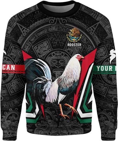 Woseprints Personalized Name Mexican Shirts for Men, Rooster Mexico Shirts for Men, Mexico Shirt Eagle Flag Mexican Eagle