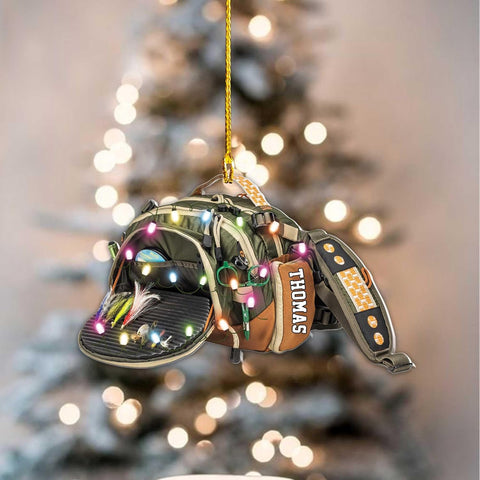 Mostprints Personalized Fishing Ornament Custom Fishing Christmas Ornaments Fishing Vest Christmas Ornaments Gifts for Fishing Lovers Ornament Christmas Hanging Ornament Fisherman Gift (Fishing 3)