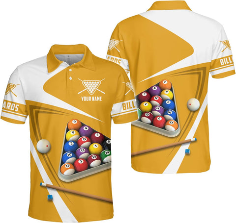 Personalized 8 Ball Polo Shirt, Billiard Shirt Custom Billiard Player 3D Print Shirts for Men Women Teams Pool (Polyester, PL25)