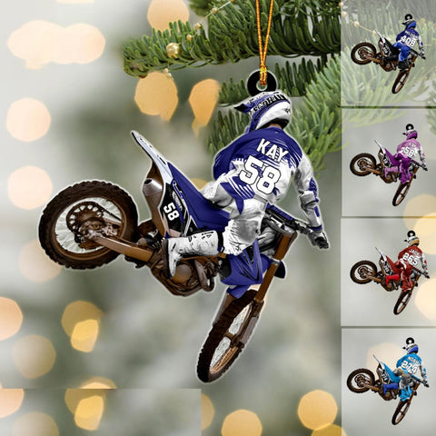 Personalized Dirt Bike Acrylic Ornament, Dirt Bike Christmas Ornament 2024, Dirt Bike Player Ornament, Dirt Bike Tree Decor, Motocross Dirt Biker Ornaments for Christmas Tree (Style 4)