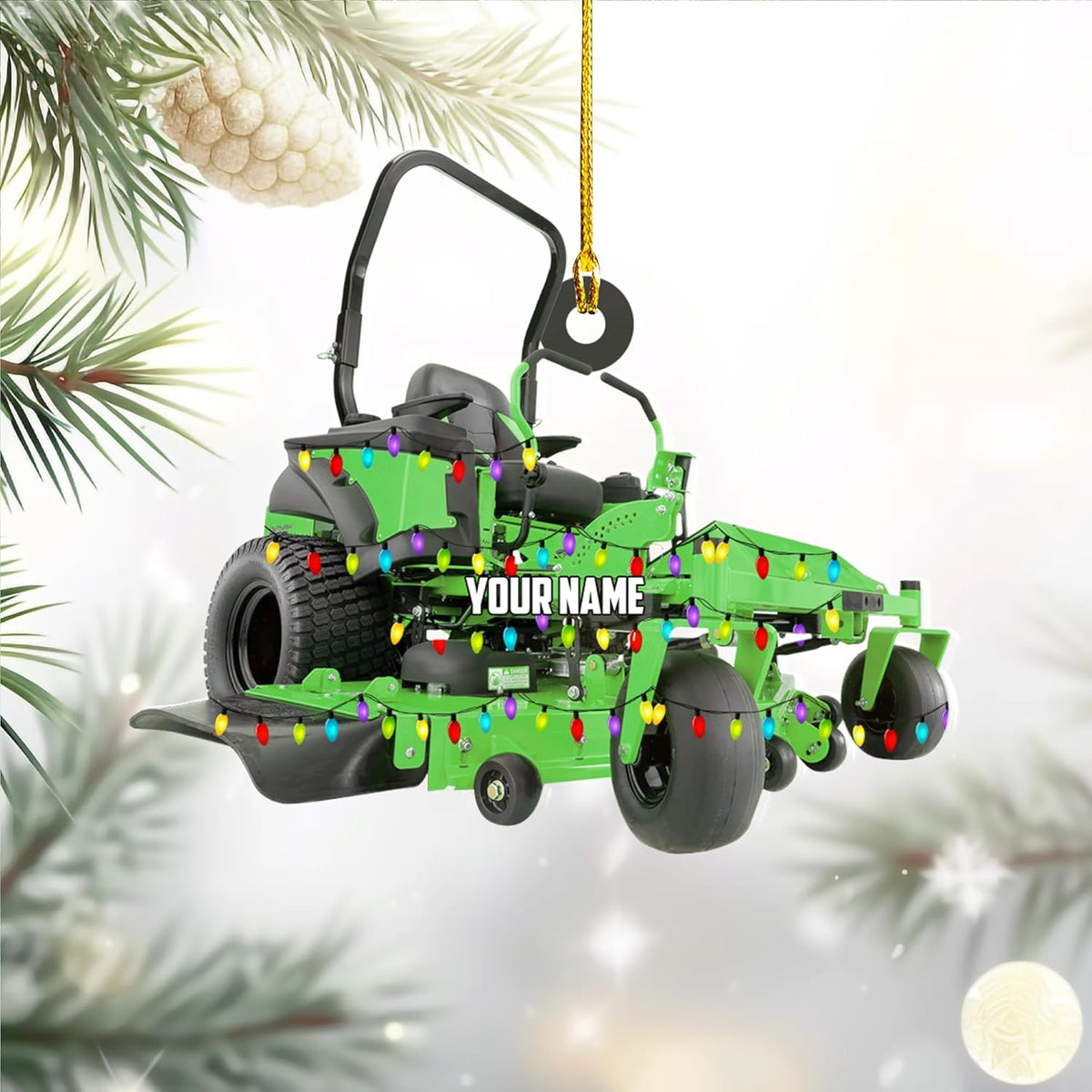Artparel Custom Lawn Mowers Christmas Ornaments 2024 Custom Lawn Mowers Ornaments Farmhouse Lawn Mowers Driver Gifts Riding Mowers with Xmas Light Acrylic Ornament 2024 (LM6)