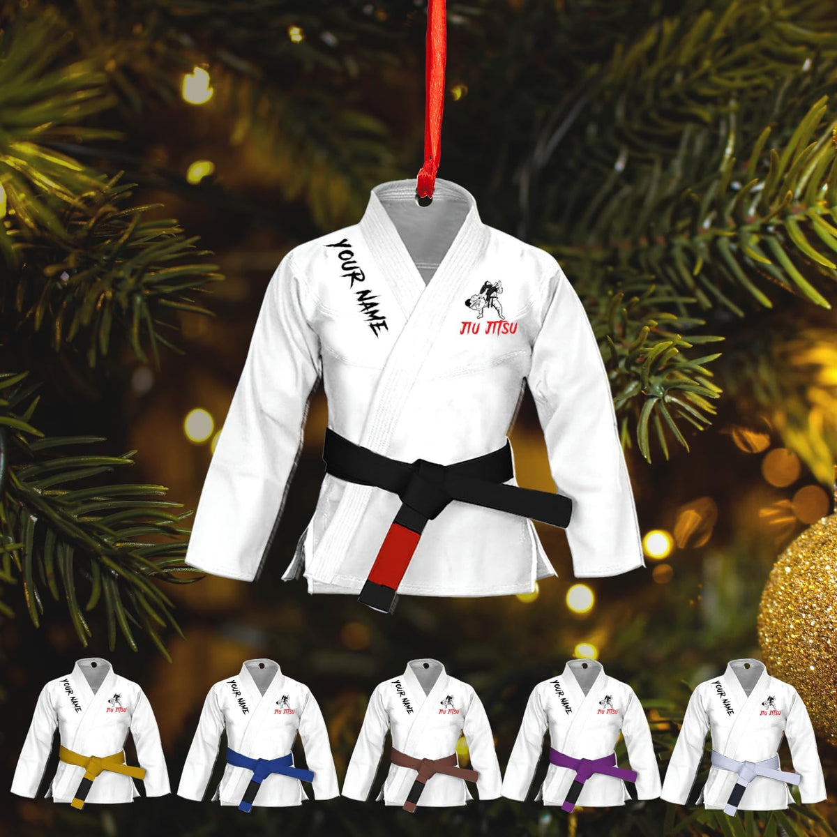 Tinoshop Personalized Jiu Jitsu Ornament Gift for Christmas 2024 Men Women Team Jiu Jitsu, Brazilian Jiu Jitsu Ornaments Xmas, Customized Name Flat Acrylic Ornament Gifts for Jiu Jitsu Lover (ON63)