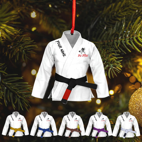 Tinoshop Personalized Jiu Jitsu Ornament Gift for Christmas 2024 Men Women Team Jiu Jitsu, Brazilian Jiu Jitsu Ornaments Xmas, Customized Name Flat Acrylic Ornament Gifts for Jiu Jitsu Lover (ON63)