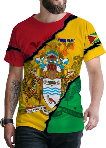 Rivelus Personalized Name 3D Shirt, Guyana Tshirt for Men Women, Guyanese Flag Pride Shirts, Guyana Gift S-5XL