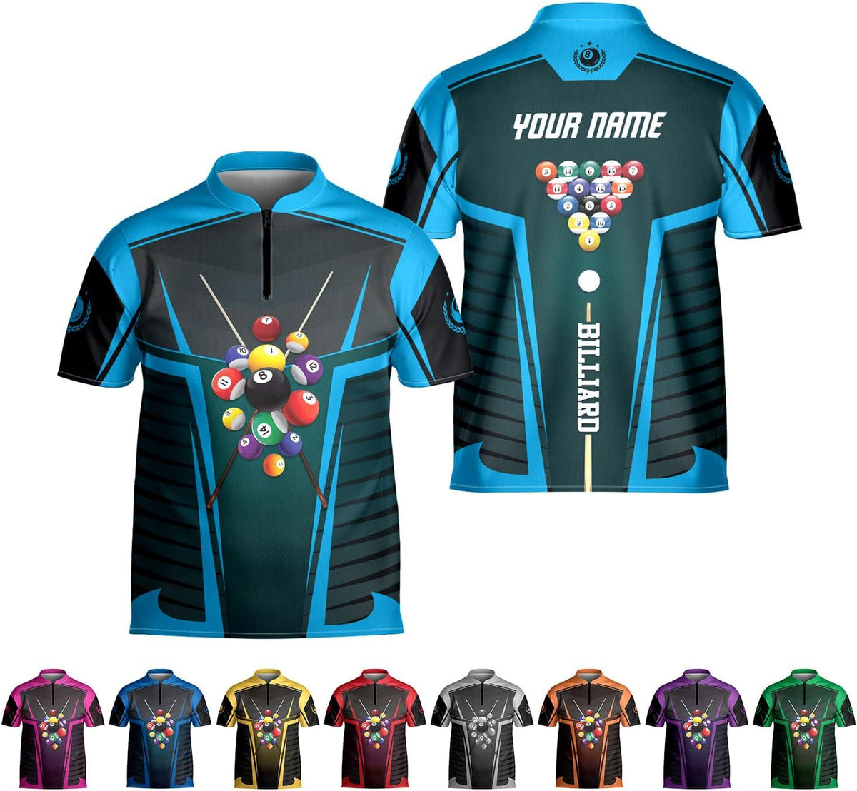 Artparel Personalized Billiard Jersey 3D Billiard Shirts for Men Billiard Bowling Jersey Billiards 9 Ball Pool Shirts for Men