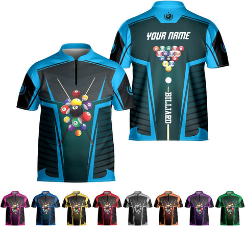 Artparel Personalized Billiard Jersey 3D Billiard Shirts for Men Billiard Bowling Jersey Billiards 9 Ball Pool Shirts for Men