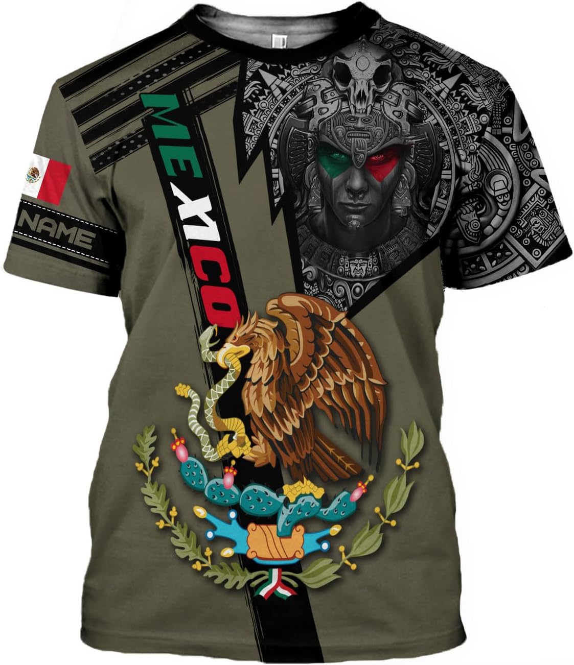 Mostprints Personalized Name Mexican Shirts for Men 3D, Customized Mexico Shirts for Men, Mexico Shirts for Women Mexico Shirt