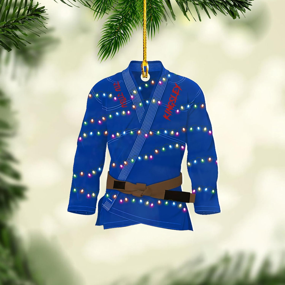 RoyalBro Personalized Jiu Jitsu Ornament Brazilian Jiu Jitsu Gift Hanging for Men Jiu Jitsu, Jiu Jitsu Christmas Ornament for Sensei Instructor Ornaments (JJ 7)